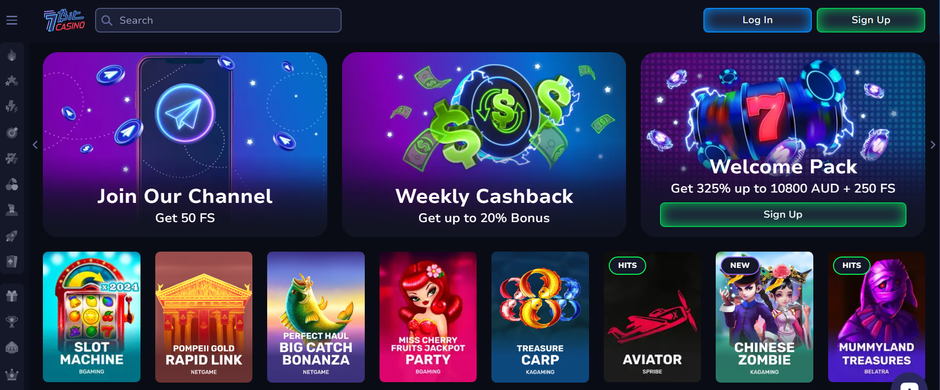 7Bit Casino homepage screenshot